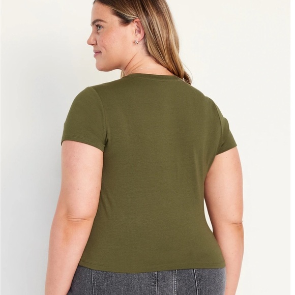 Old navy bestee crop t-shirt 2X army green modal cotton tee NWT plus sz fashion - Picture 11 of 11